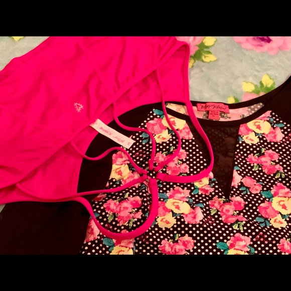 Betsey Johnson M Performance Lot Floral Top & Bra - Picture 6 of 8